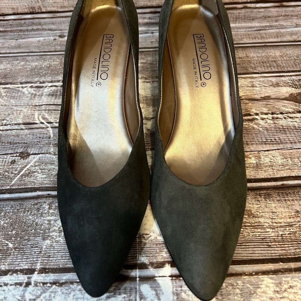 Brand New Vintage Old Stock Bandolino Suede Charcoal Navale 2 Heels 8.5 N 8-1/2